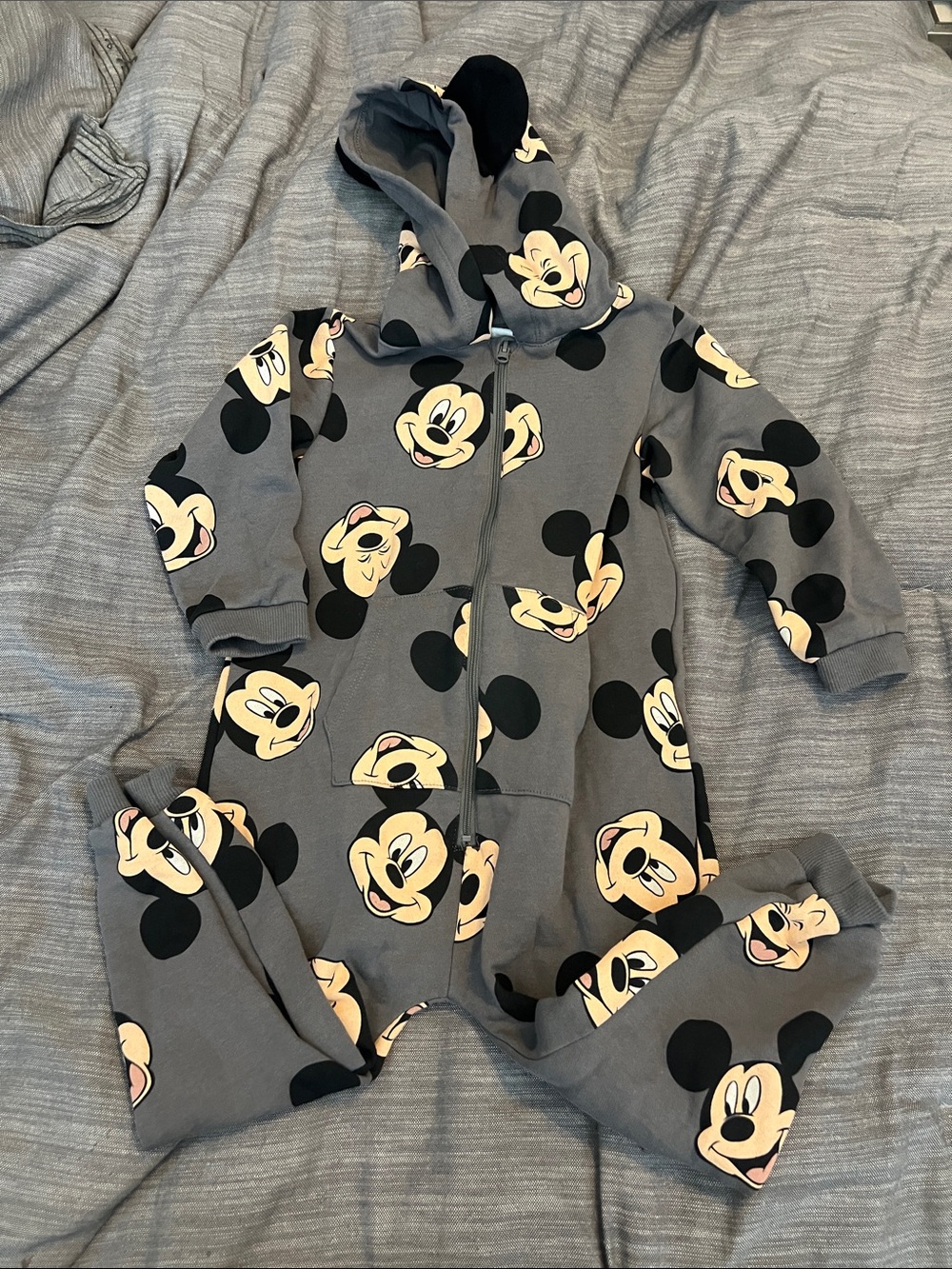 Disney Gray Mickey Mouse Hooded One-Piece